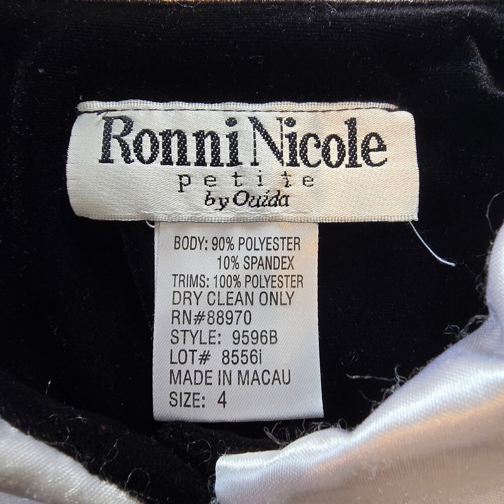 Vintage 90s Y2K Twee Ronni Nicole Top Women's 4 Black Velvet Whimsigoth Grunge - Picture 4 of 7